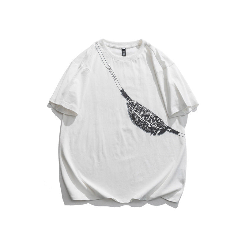 2022 Summer Man Outfits Crossbody Bag Printed T-shirt