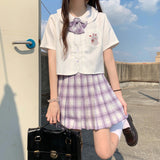 Gothic Lolita Harajuku Style Clothing Embroidered Strawberry Rabbit JK Uniform Short Sleeve round Neck Shirt Top