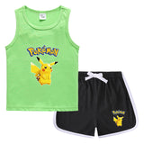 Children Pokemon Pikachu Tshirts & Shorts Casual Sports Sweat-Absorbent Suit Neutral