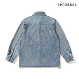 Denim Shirts Retro Light Blue Trendy Heavy Autumn and Winter
