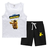 Children Pokemon Pikachu Tshirts & Shorts Summer Vest Middle Pants Sports Casual Thin Two Pieces