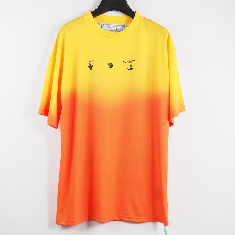 Off White T Shirt Casual Loose Tshirt Gradient Color Arrow Print Women Owt
