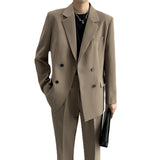 Double Brewed Seersucker Suit Two-Piece Set Loose-Fit Suit