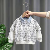 Toddler Boys Sweater Boy's Hoody Spring and Autumn Clothes Baby Fake Two Pieces