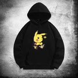 Men and Women Pokemon Pikachu Hoodie Loose Shoulder Long Sleeve