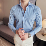Men Shirts Striped Business Casual Long Sleeve Shirt