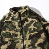 Men's Autumn Winter Coat Winter Men's Stand Collar Camouflage Lamb Wool Cotton-Padded Jacket