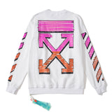 Off White Sweatshirts Long Sleeve round Neck Neck Sweater Autumn and Winter Pink Gradient Arrow Pattern round Neck Pullover Terry Sweater