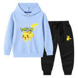 Children Pokemon Pikachu Hoodie & Pant Set Hooded Sweater Trousers Two-Piece Baby Cotton Sweater Set
