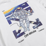 Off White Sweatshirts Long Sleeve round Neck Sweater Autumn and Winter Outer Space Astronauts Arrow Pattern Terry Sweater