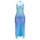 Music Festivals Rave Outfits Dress Summer Sexy Low Cut out Slim-Fit See-through Dress