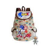 Sonic Backpack Hedgehog Sonic Backpack Cute Pattern Drawstring Backpack