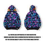 Shark Print Jacket Autumn and Winter Men's and Women's Galaxy Travel Notes Camouflage Tiger Head Embroidered Sweater Baggy Coat