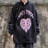 Skeleton Hoodie Retro Dark Skeleton Letter Print Loose-Fitting Hoodie