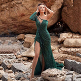 Mariah Carey Dress Sexy One-Shoulder Banquet Dress Hip Skirt