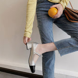 Nude Pumps Block Heel Mary Jane Shoes Chunky Heel Shoes