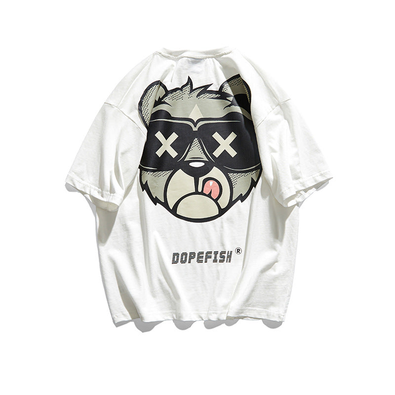 Cartoon Bear Couple Short Sleeve T-shirt Men 'S Summer Loose Round Neck Half Sleeve Student Casual