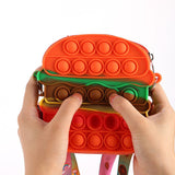 Pop Fidget Toys It Purse Hamburger Bag Pop It Children Coin Purse Silicone Messenger Bag Bubble Music