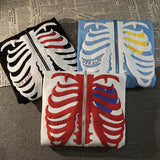 Skull Hoodie Fall/Winter Hooded Cardigan Sweater Women Loose Skull Print Zip Long Sleeve Coat
