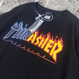 Thrasher T Shirt Flame Classic Limited Purple Fire Couple T-shirt Shirt