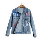 Spray Painted Jacket Spring and Autumn Denim Jacket Women's Loose Top