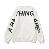 Shark Print Sweatshirts Printed Letter Fleece-Lined Crew Neck Sweater Men's and Women's Jacket