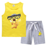 Children Pokemon Pikachu Tshirts & Shorts Vest Middle Pants Sports Casual Thin Two Pieces