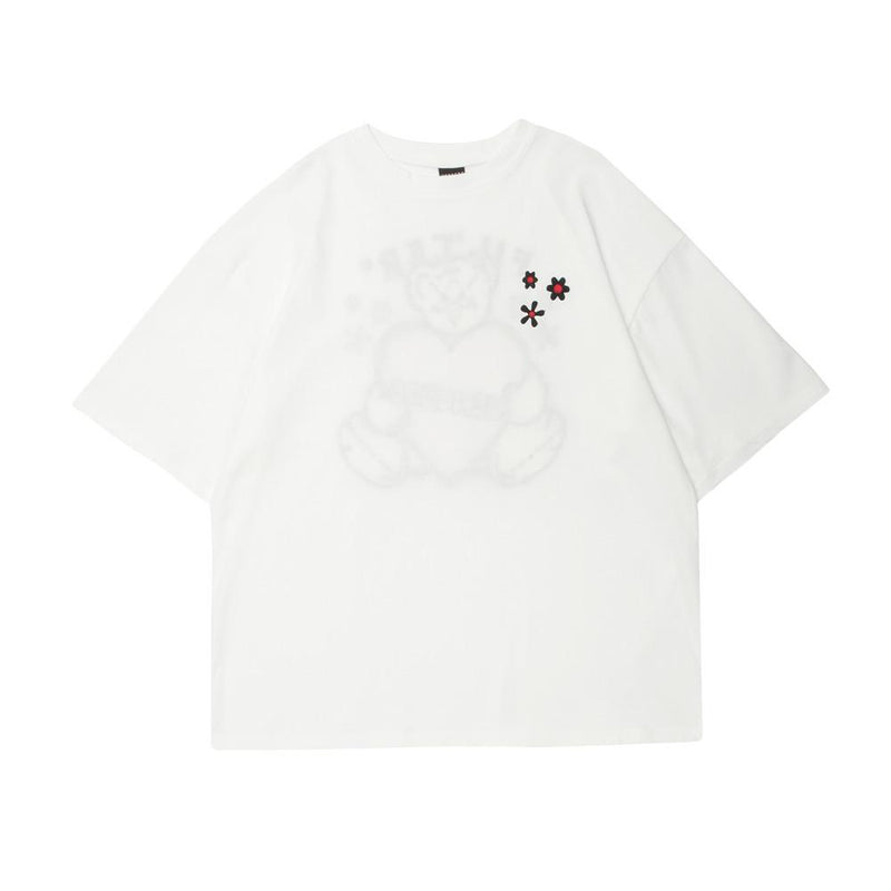 Men's T Shirt Summer Casual Tops Cartoon Bear Printed Short Sleeve T-shirt Men's round Neck Half Sleeve Boyfriend Harajuku Style Trendy Loose