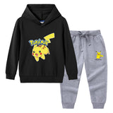 Children Pokemon Pikachu Hoodie & Pant Set Hooded Sweater Trousers Two-Piece Baby Cotton Sweater Set