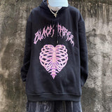 Skeleton Hoodie Retro Dark Skeleton Letter Print Loose-Fitting Hoodie