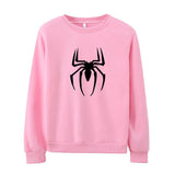 Men Spider Hoodie Crew Neck Sweater Fleece Spider-Man Print