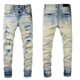 Amiri Trousers New US Amiri Leisure Washed-out Splash-Ink Painted Slim Jeans for Men