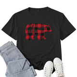 Boy Mama T Shirt Mama Bear Red Plaid Mother Bear Pattern Printed T-shirt