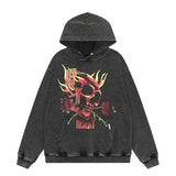 Present Hoodie Rose Skull Distressed Hooded Sweater for Men