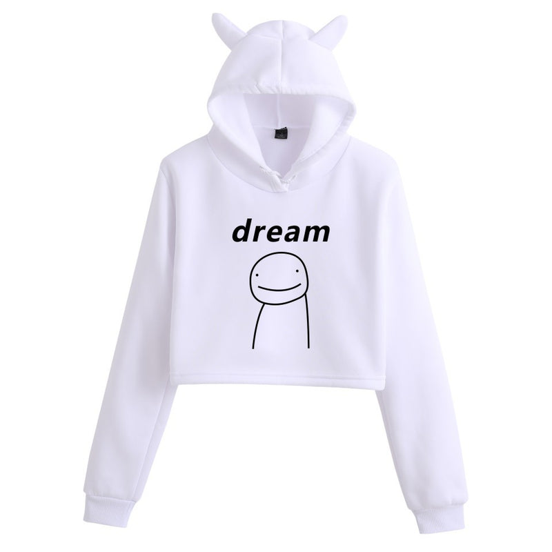 Dreamwastaken Men's Novelty Hoodies Dream Merch Shirt Fashion Cat Ears Exposed Navel Hooded Women's Sweater