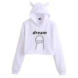 Dreamwastaken Men's Novelty Hoodies Dream Merch Shirt Fashion Cat Ears Exposed Navel Hooded Women's Sweater