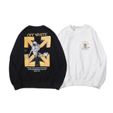 Off White Sweatshirts Long Sleeve round Neck Sweater Autumn and Winter Astronaut Vacuum Cleaner Pattern Terry Sweater for Men and Women