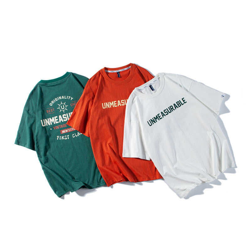 Man Summer T Shirt Letter Printed Round Neck