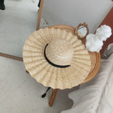 Straw Hat Lace-up Dome Big Brim Beach Hat Sun Hat
