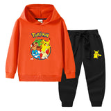 Children Pokemon Pikachu Hoodie & Pant Set Hooded Sweater Trousers Cotton Suit