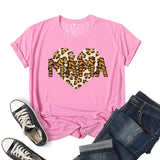 Boy Mama T Shirt Leopard Print Love Mama Printed Short Sleeve round Neck T-shirt