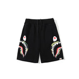 Shark Print Shorts Men's Double Camouflage on Side Shark Head Shorts Camouflage Elastic Waist Fifth Pants Middle Pants Fashion Brand Casual Shorts