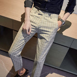 Men Trousers Checked Suit Trousers