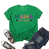 Boy Mama T Shirt Mama Est Printed Short Sleeve round Neck T-shirt