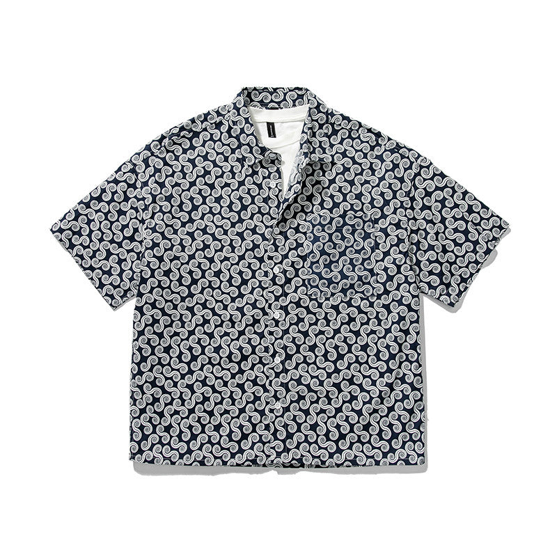 2022 Summer Man Outfits Full Printed Short Sleeve Shirt