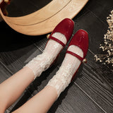 Nude Block Heel Sandals Vintage Patent Leather Mary Jane Shoes