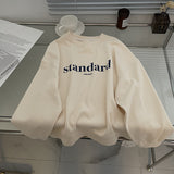 Harvard Sweatshirt Letter Print Loose Crew Neck Pullover Sweatshirt