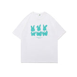 Men T Shitrs Rabbit Printed round Neck Short Sleeve