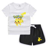 Children Pokemon Pikachu Tshirts & Shorts Leisure Sports Suction Suit Neutral
