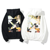 Off White Zipper Hoodie Autumn and Winter Printing Oil Painting Arrow Zipper Hooded Sweater